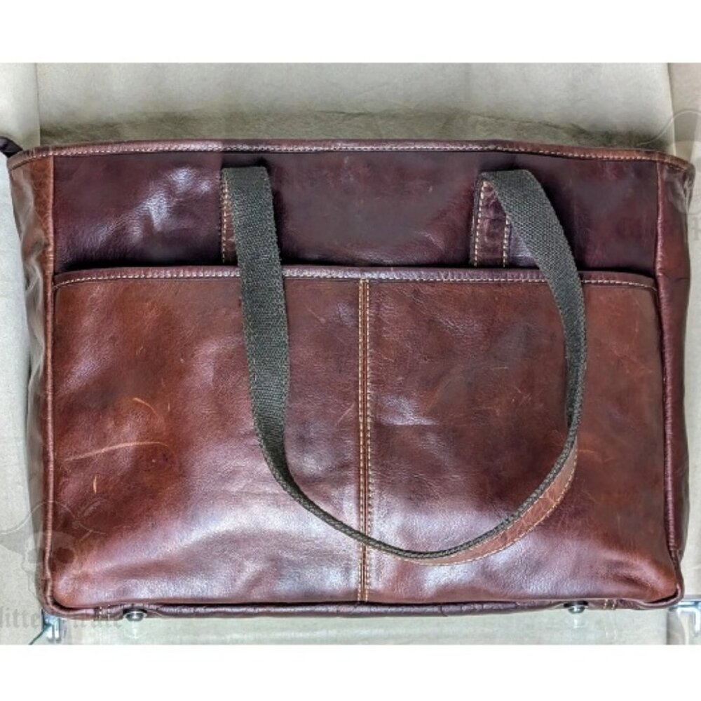 Jack Georges Voyager Buffalo Leather Business Tote #7917 Rare Burgundy